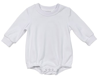 Polyester Sweatshirt Bubble Romper - White
