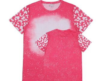 Polyester Bleach T-Shirt - Soft Pink Leopard