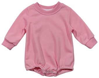 Polyester Sweatshirt Bubble Romper - Pink