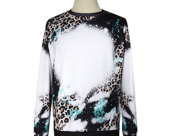 Polyester Bleach CREWNECK - Leopard/Aqua Splatter