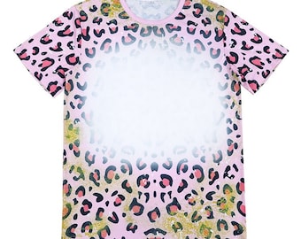 Polyester Bleach T-Shirt - Pink Leopard