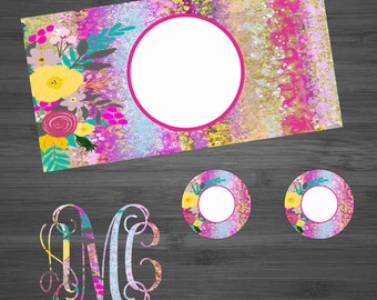 Floral Glitter Paint Strokes 3 Car Kit