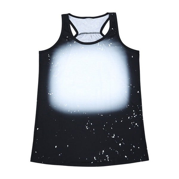 Polyester Bleach Tank Top - Black