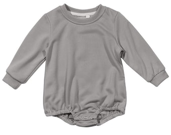 Polyester Sweatshirt Bubble Romper - Grey