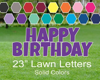 23" Yard Sign Letters - HAPPY BIRTHDAY - Solid Color