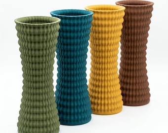 STL-Datei für eine gewellte, gerippte Vase: Moderne Wohndekoration, skalierbares 3D-Druckmodell (Digitaler Download)