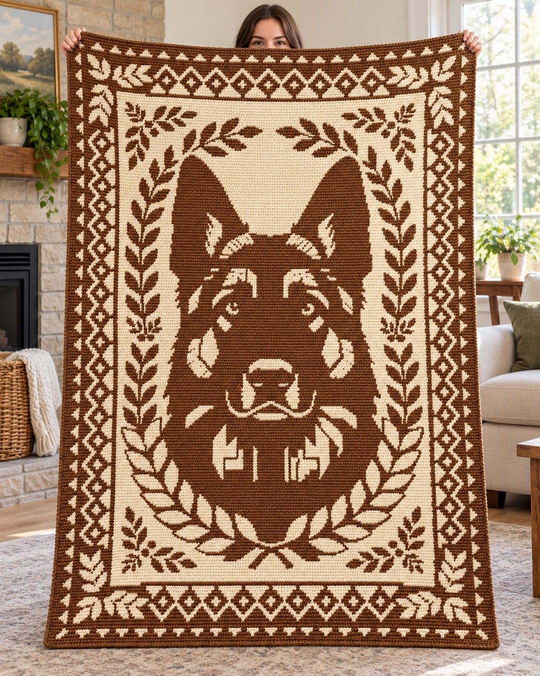 German Shepherd Crochet Blanket Pattern PDF, Overlay Mosaic Crochet Dog ...