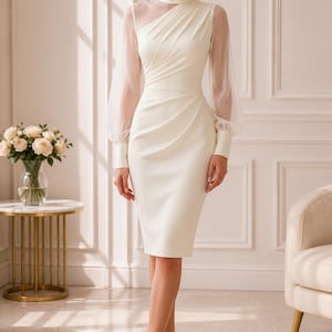 bodycon dress with sheer sleeves Sleeve Midi Off Track