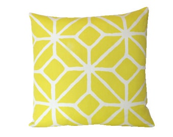Ready to Ship Outdoor Pillow Cover in Schumacher Trellis Print in Sand
