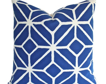Ready to Ship Outdoor Pillow Cover in Schumacher Trellis Print in Sand