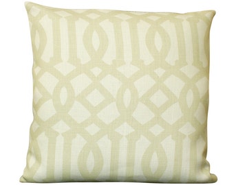 Schumacher Imperial Trellis Pillow Cover in Sand and Ivory