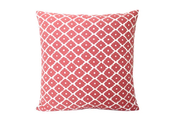 Ready to Ship Outdoor Pillow Cover in Schumacher Trellis Print in Sand