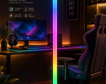 RGB LED Tripod Floor Lamp, 120cm Smart Color Changing Light, Gaming Room Decor