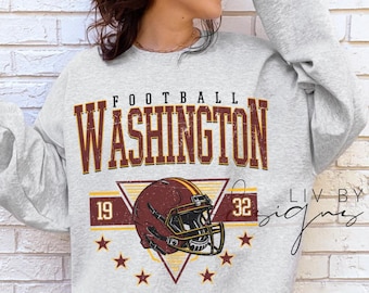 Commanders Football Crewneck Sweatshirt | Game Day Sweatshirt | Vintage Football Shirt | Sublimated Football Crew | Sunday Football Fan Gift