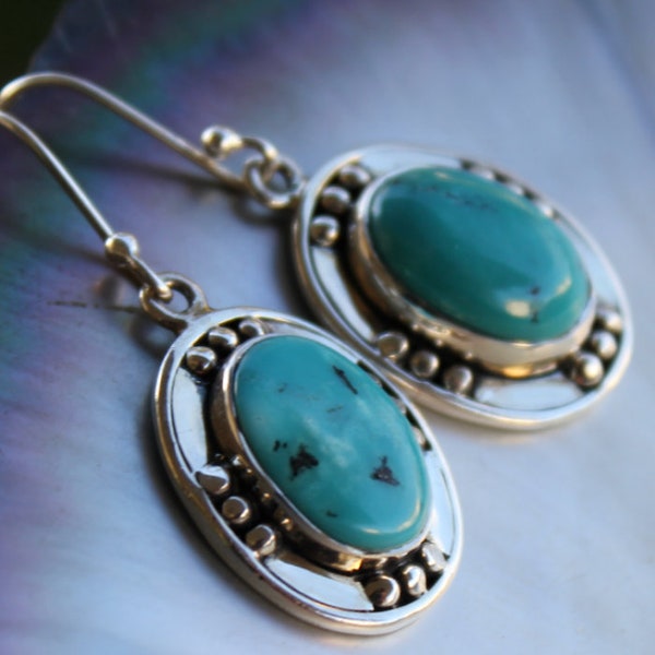 Boucles d'oreilles turquoise bijoux argent pierres naturelles