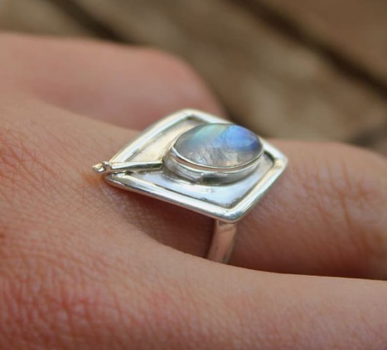 Silver ring ethnic jewelry chic moonstone Shantilight