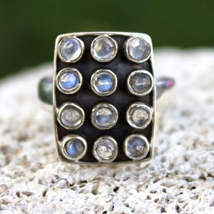 silver ring jewelry adjustable moonstones rainbow peristerite shantilight