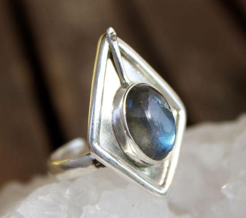Ring silver jewelry ethnic African tribe stone Labradorite Shantilight