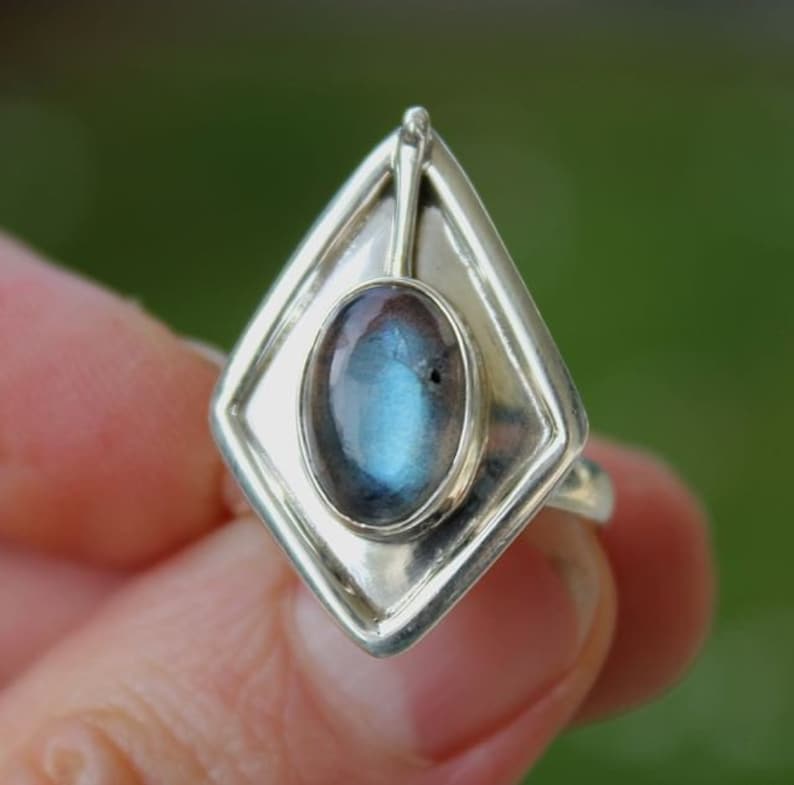 Ring silver jewelry ethnic African tribe stone Labradorite Shantilight