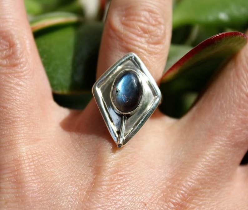 Ring silver jewelry ethnic African tribe stone Labradorite Shantilight