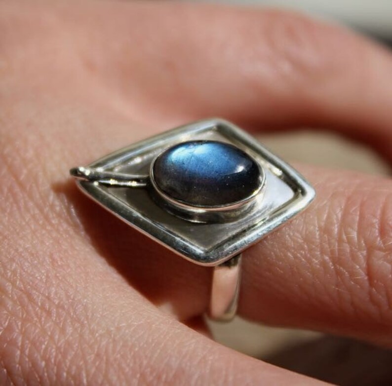 Ring silver jewelry ethnic African tribe stone Labradorite Shantilight
