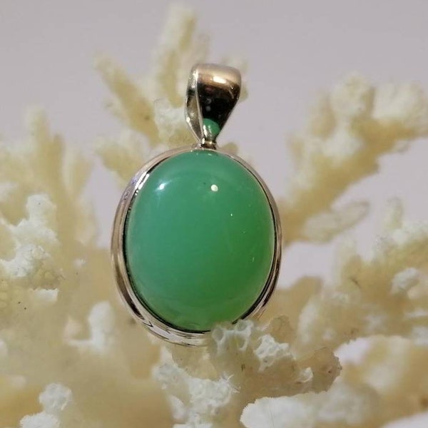 Pendentif argent bijoux modernes pierre naturelle de chrysoprase