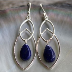 Earrings silver jewelry filigree stone lapis lazuli shantilight