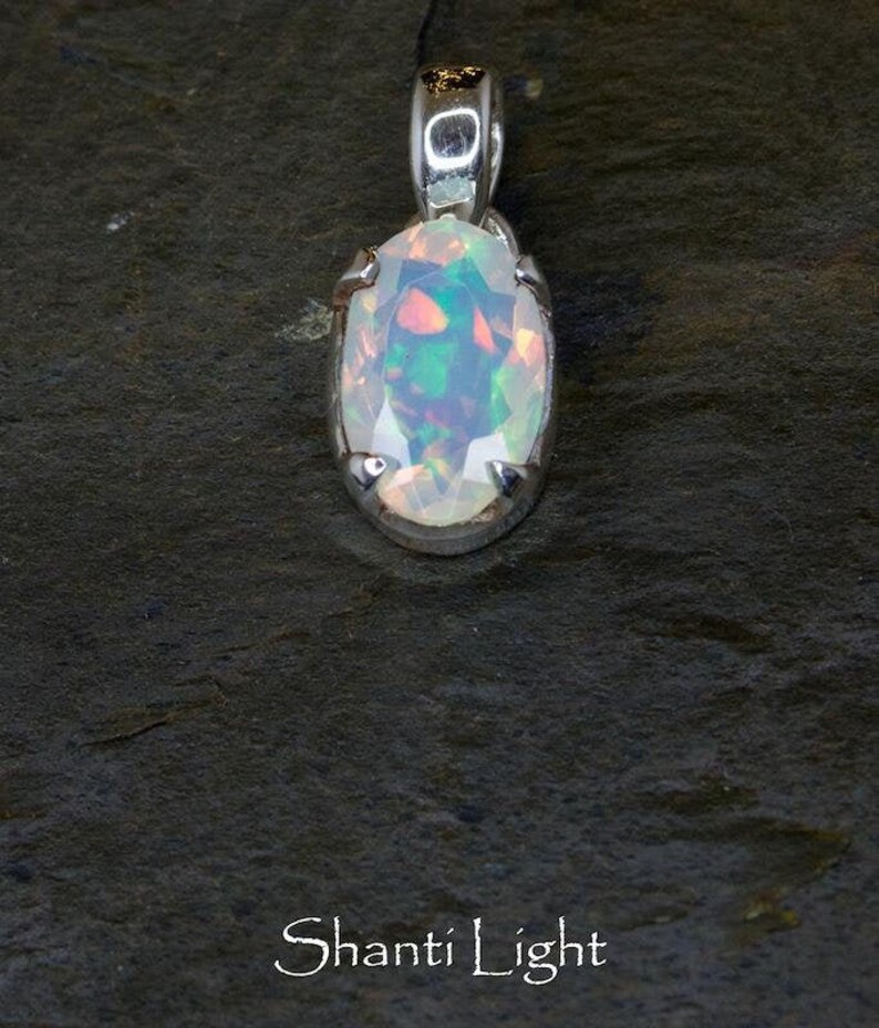 Ethiopian opal gemstone silver pendant
