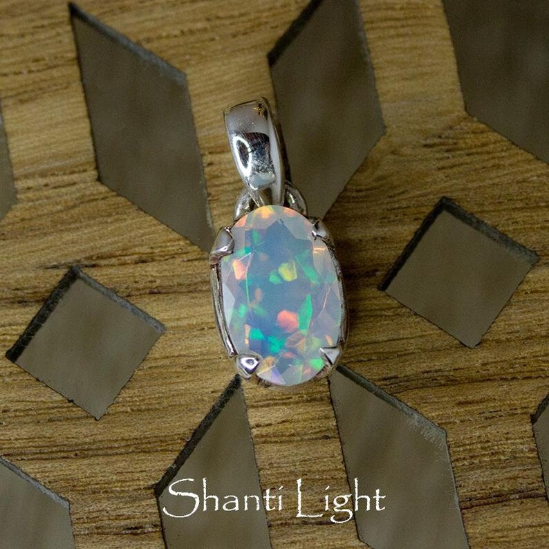 Ethiopian opal gemstone silver pendant