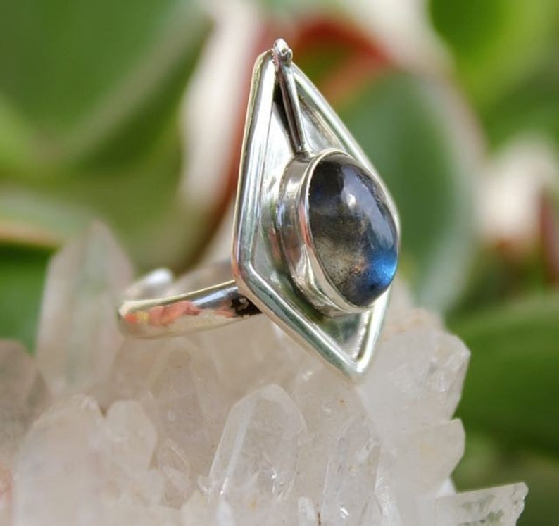 Ring silver jewelry ethnic African tribe stone Labradorite Shantilight