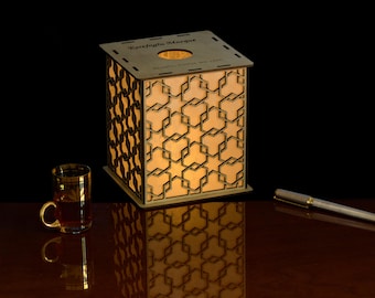 Islamic Geometric Wood Lantern – Eşrefoğlu Mosque Pattern, Beyşehir ( (AD 709) 6" Tall