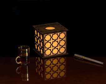 Islamic Geometric Wood Lantern – Capella Palatina Pattern, Palermo Sicily (AD 1132) 4" Tall
