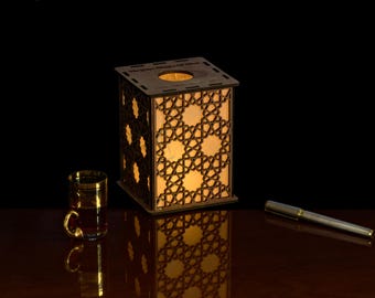 Islamic Geometric Wood Lantern – Herat Mosque Pattern,  Afghanistan (AD 1200) 5" Tall