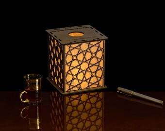 Islamic Geometric Wood Lantern – Mosque of Cordoba Pattern, Cordoba, Spain (AD 784) (5" Tall