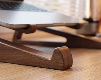 Par de soportes de madera para portátil, cuñas elevadoras ergonómicas de 12 grados para escritorio, soporte portátil minimalista para ordenador, accesorios para la oficina en casa.