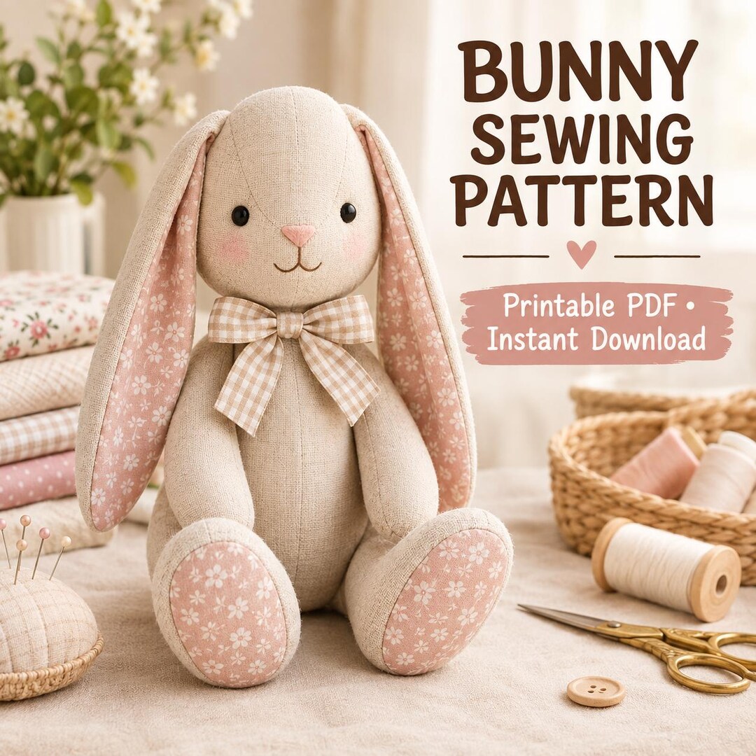Bunny Sewing Pattern PDF, Stuffed Animal Tutorial, Nursery Decor DIY ...