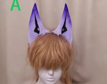 Handgemaakte hoofdband met demonenoren van imitatiebont, fantasy cosplay, Halloween, kemonomimi (paars)
