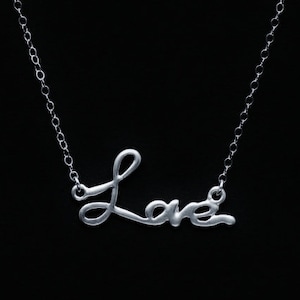 STERLING SILVER CHAIN,Love script necklace,silver love necklace,celebrity inspiration,delicate necklace, everyday jewelry,christmas gift