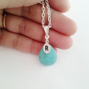 turquoise necklace,personalized necklace,leaf and turquoise necklace,bridesmaid gift,silver jewelry,birthstone