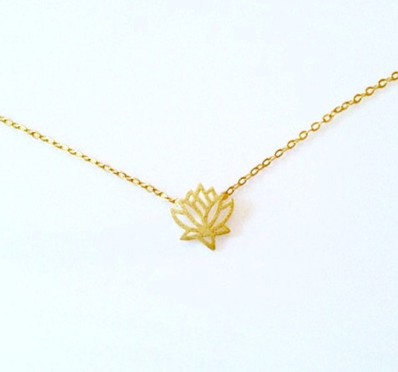 Gold lotus flower blossom necklace, gold flower necklace,lotus flower necklace,mom sister daughter gift,birthday gift,best friend gift image 2