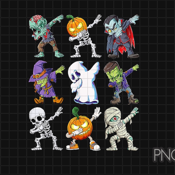 Dabbing Halloween Boys Skeleton Zombie Scary Pumpkin Mummy PNG