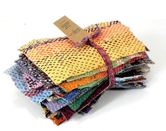 kantha quilt scraps, about 450 grams, patchwork supplies, sewing supplies