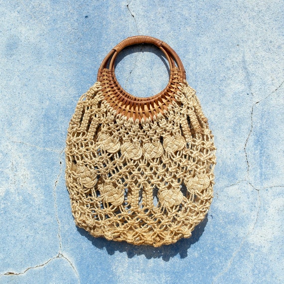 vintage bag, market bag, macramé bag, shoulder bag