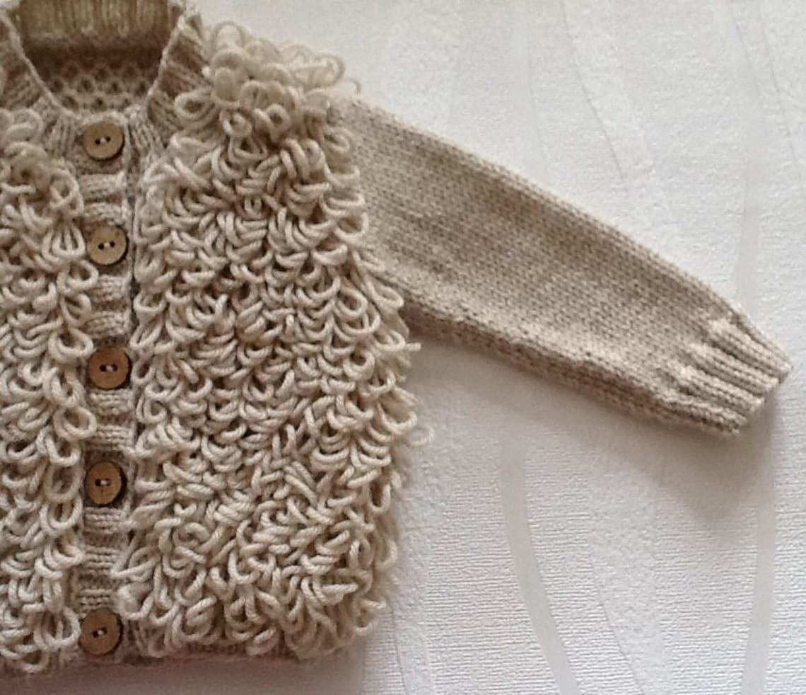 Retro style loopy baby cardigan. 06 612 months baby Etsy