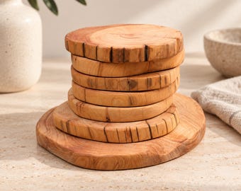 Wood Coaster Set, Tree Slice for Natural Table Decor