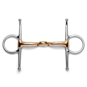 Mors à branches longues avec losange en cuivre, mors à double articulation, mors d'équitation anglais en acier inoxydable, 11,5–15 cm