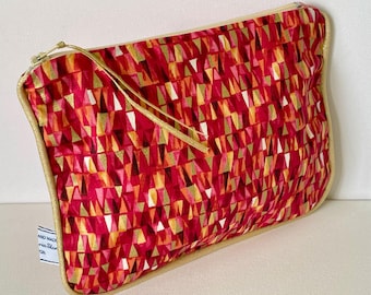Small cosmetic bag, Handbag organiser pouch (Klint Red Triangles)