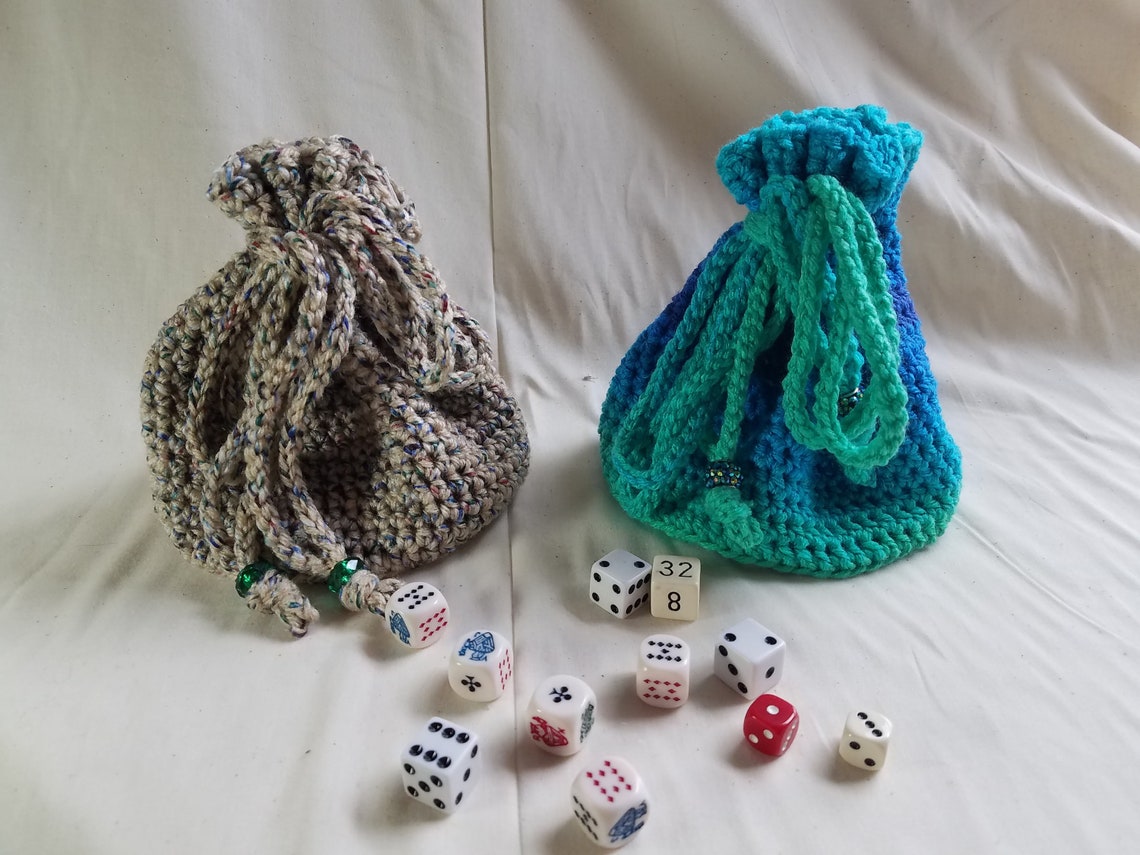 Custom Large Crocheted Drawstring Dice Bag Etsy.de