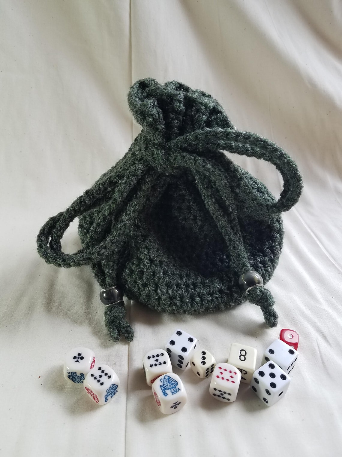 Crocheted Large Drawstring Dice Bag Etsy