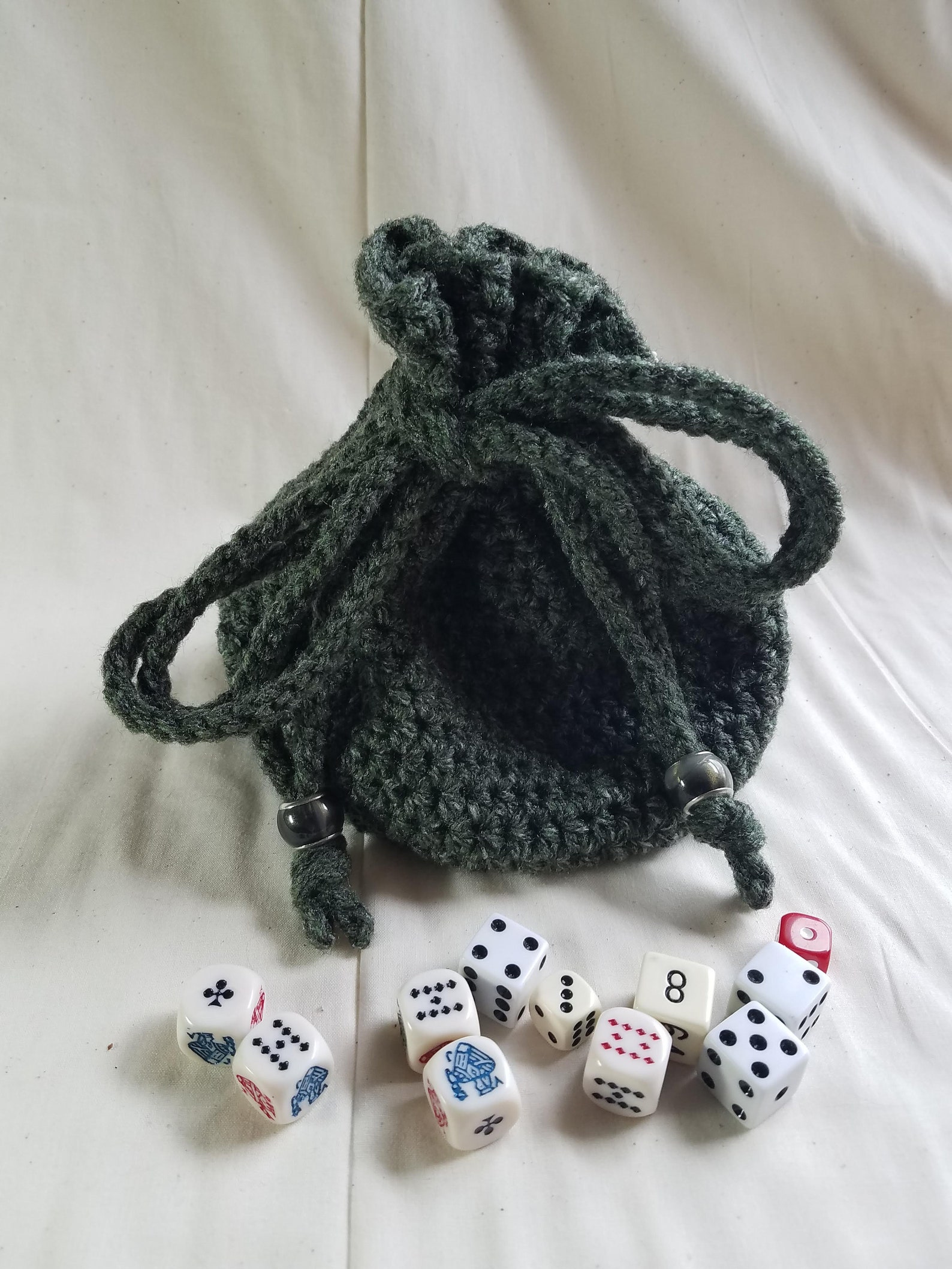Crocheted Large Drawstring Dice Bag Etsy